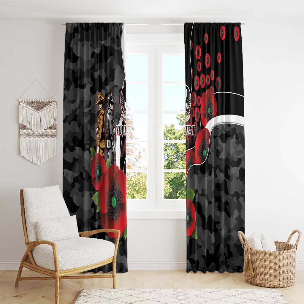 Collingwood Magpies ANZAC Personalised Window Curtain Lest We Forget Poppy Camo