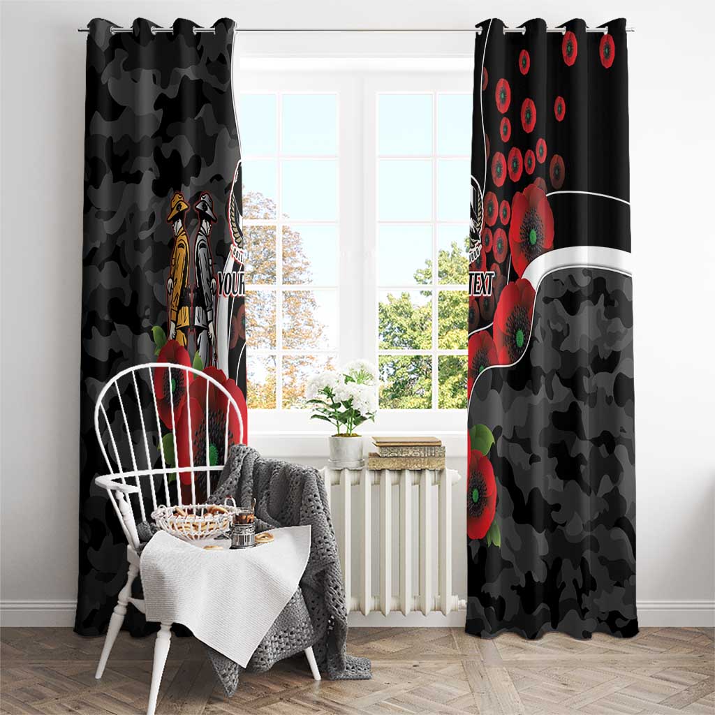 Collingwood Magpies ANZAC Personalised Window Curtain Lest We Forget Poppy Camo