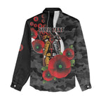 Collingwood Magpies ANZAC Personalised Women Casual Shirt Lest We Forget Poppy Camo
