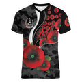 Collingwood Magpies ANZAC Personalised Women V-Neck T-Shirt Lest We Forget Poppy Camo