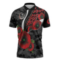 Collingwood Magpies ANZAC Personalised Zipper Polo Shirt Lest We Forget Poppy Camo