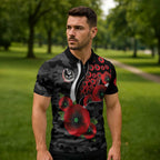 Collingwood Magpies ANZAC Personalised Zipper Polo Shirt Lest We Forget Poppy Camo