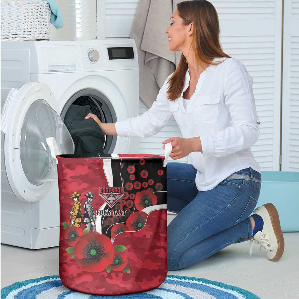 Essendon Bombers ANZAC Personalised Laundry Basket Lest We Forget Poppy Camo