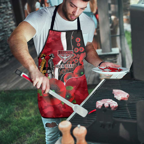 Essendon Bombers ANZAC Personalised Apron Lest We Forget Poppy Camo