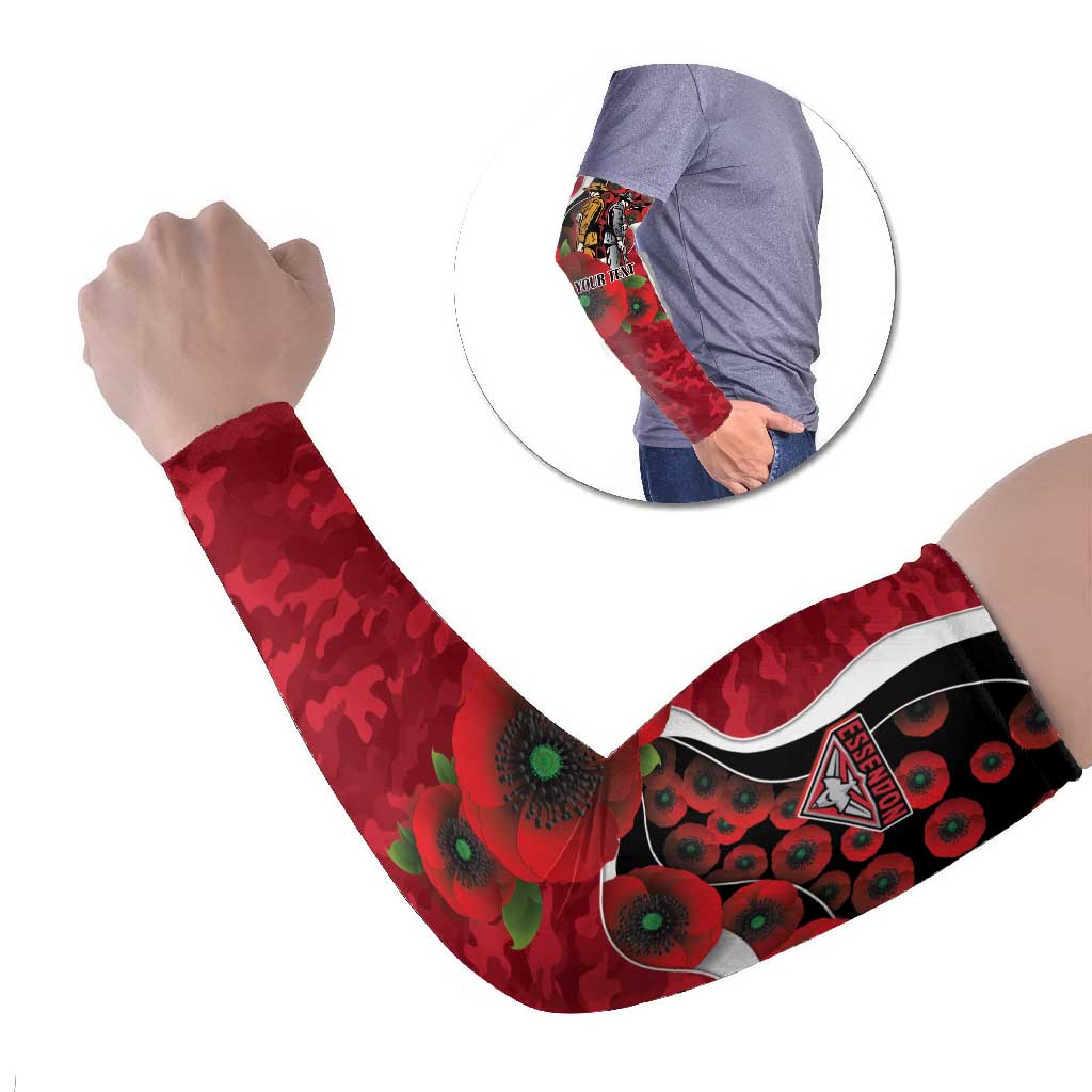 Essendon Bombers ANZAC Personalised Arm Sleeves Lest We Forget Poppy Camo