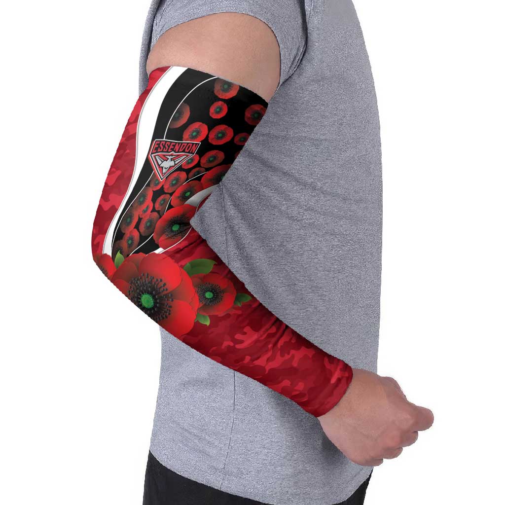 Essendon Bombers ANZAC Personalised Arm Sleeves Lest We Forget Poppy Camo