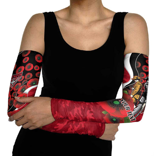 Essendon Bombers ANZAC Personalised Arm Sleeves Lest We Forget Poppy Camo