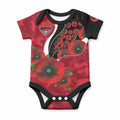 Essendon Bombers ANZAC Personalised Baby Onesie Lest We Forget Poppy Camo