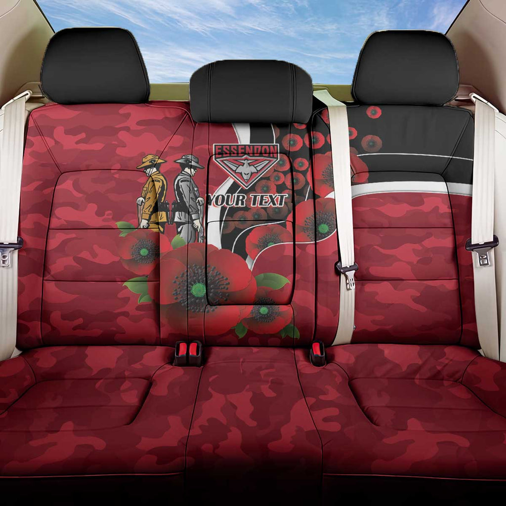 Essendon Bombers ANZAC Personalised Back Car Seat Cover Lest We Forget Poppy Camo