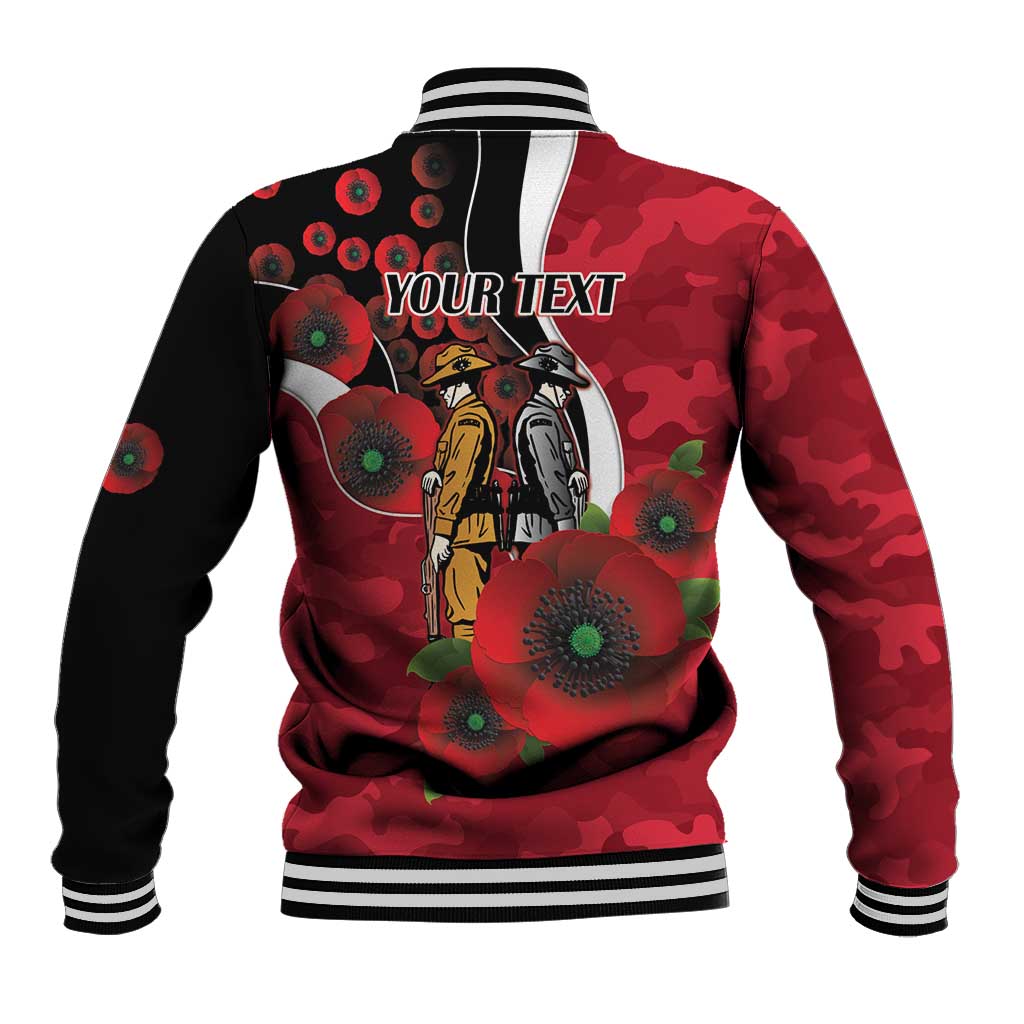 Essendon Bombers ANZAC Personalised Baseball Jacket Lest We Forget Poppy Camo