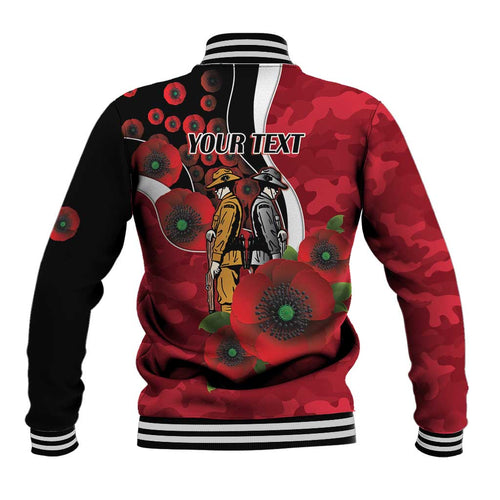 Essendon Bombers ANZAC Personalised Baseball Jacket Lest We Forget Poppy Camo