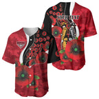 Essendon Bombers ANZAC Personalised Baseball Jersey Lest We Forget Poppy Camo