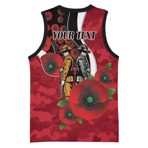 Essendon Bombers ANZAC Personalised Basketball Jersey Lest We Forget Poppy Camo
