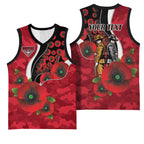 Essendon Bombers ANZAC Personalised Basketball Jersey Lest We Forget Poppy Camo