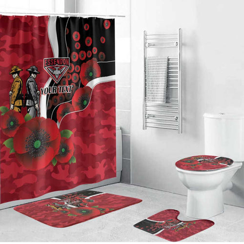 Essendon Bombers ANZAC Personalised Bathroom Set Lest We Forget Poppy Camo