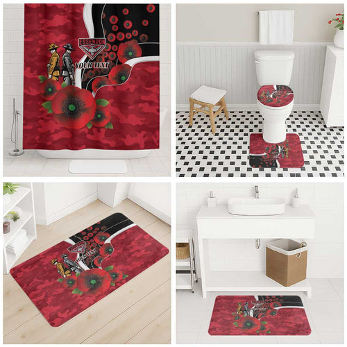 Essendon Bombers ANZAC Personalised Bathroom Set Lest We Forget Poppy Camo