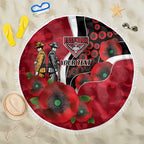 Essendon Bombers ANZAC Personalised Beach Blanket Lest We Forget Poppy Camo