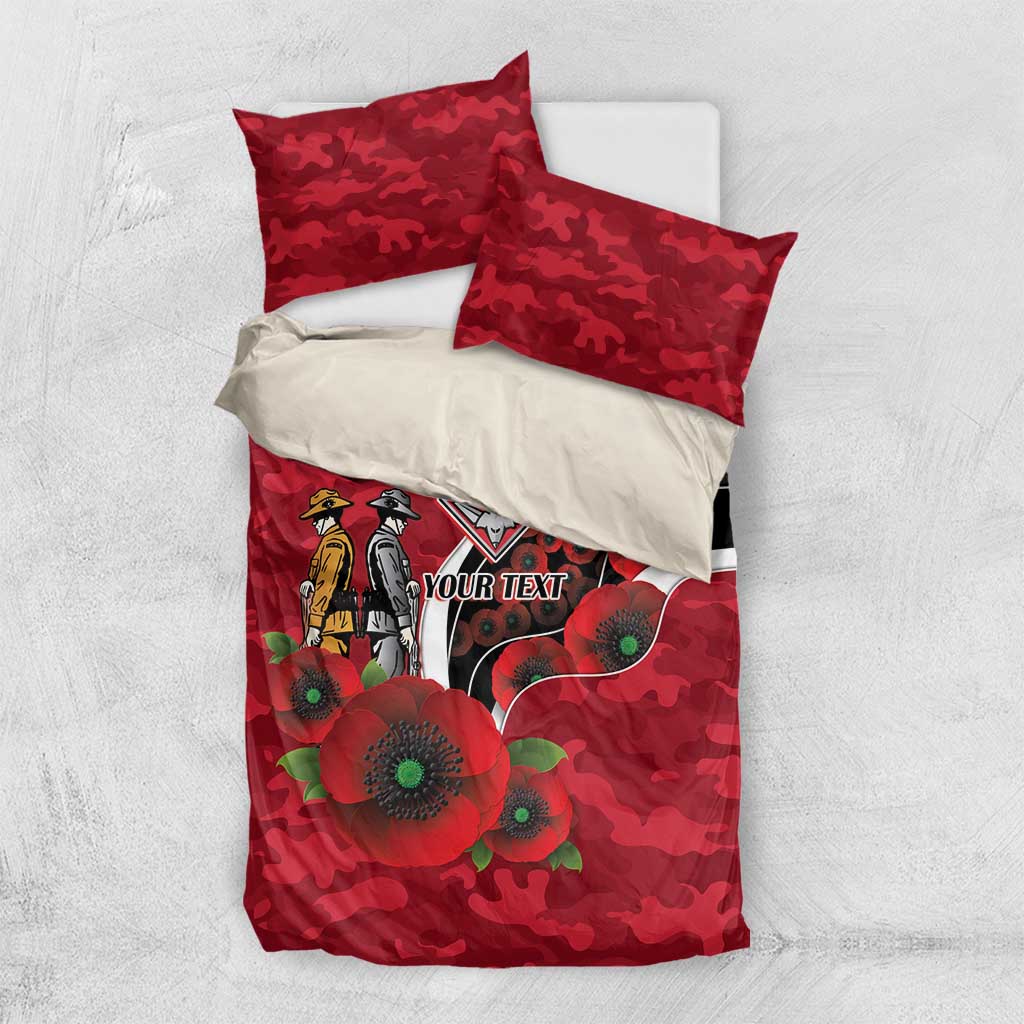 Essendon Bombers ANZAC Personalised Bedding Set Lest We Forget Poppy Camo