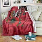 Essendon Bombers ANZAC Personalised Blanket Lest We Forget Poppy Camo