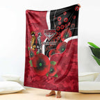 Essendon Bombers ANZAC Personalised Blanket Lest We Forget Poppy Camo