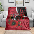 Essendon Bombers ANZAC Personalised Blanket Lest We Forget Poppy Camo