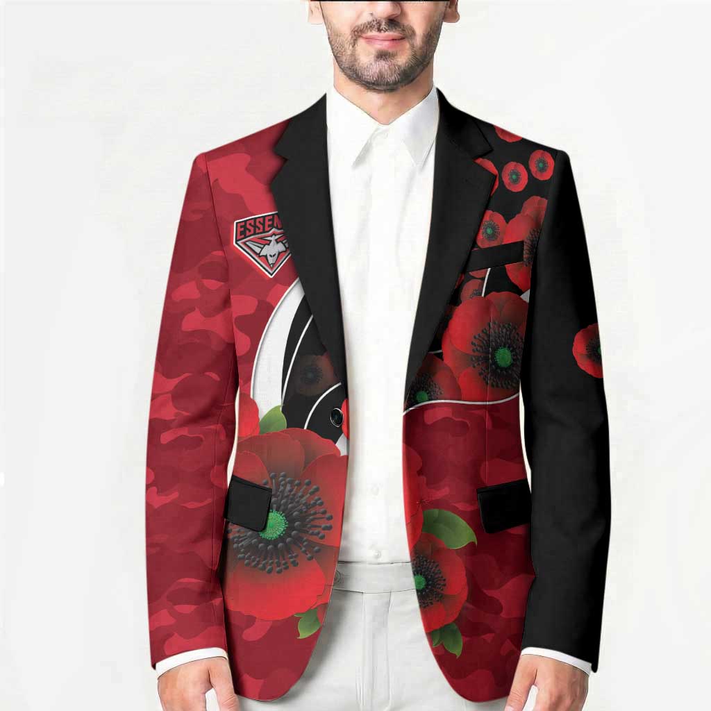 Essendon Bombers ANZAC Personalised Blazer Lest We Forget Poppy Camo
