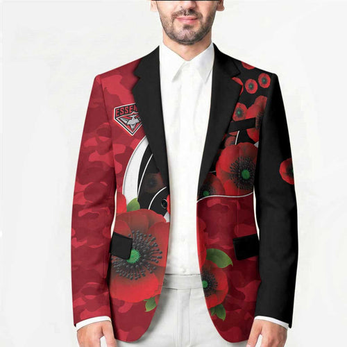 Essendon Bombers ANZAC Personalised Blazer Lest We Forget Poppy Camo