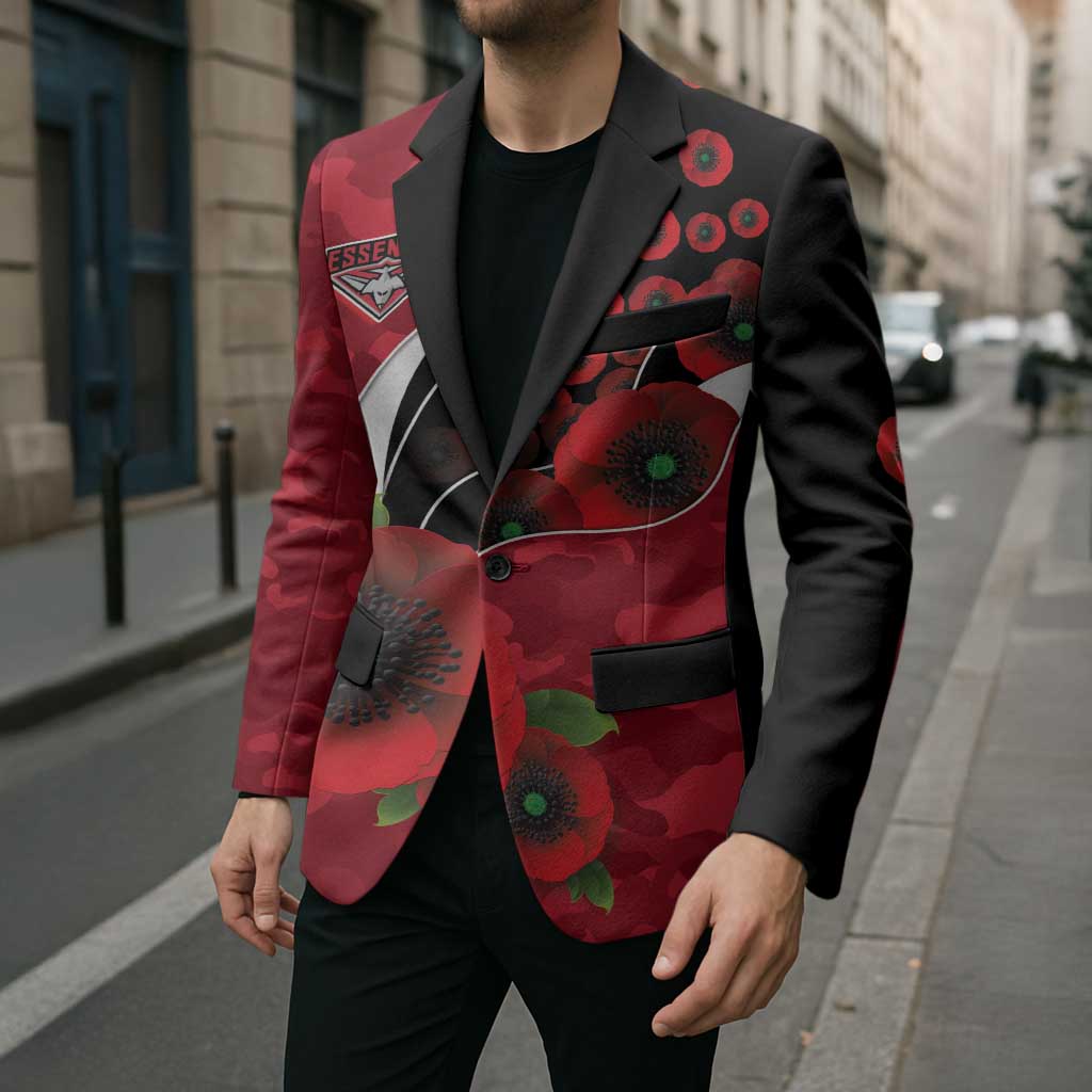 Essendon Bombers ANZAC Personalised Blazer Lest We Forget Poppy Camo