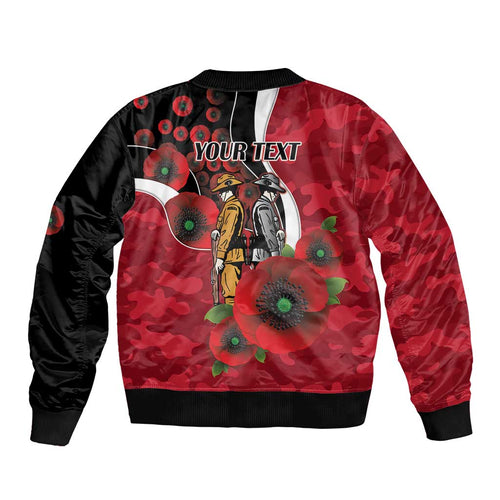 Essendon Bombers ANZAC Personalised Bomber Jacket Lest We Forget Poppy Camo