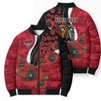 Essendon Bombers ANZAC Personalised Bomber Puffer Jacket Lest We Forget Poppy Camo