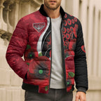 Essendon Bombers ANZAC Personalised Bomber Puffer Jacket Lest We Forget Poppy Camo