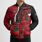 Essendon Bombers ANZAC Personalised Bomber Puffer Jacket Lest We Forget Poppy Camo