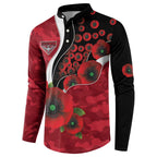 Essendon Bombers ANZAC Personalised Button Sweatshirt Lest We Forget Poppy Camo