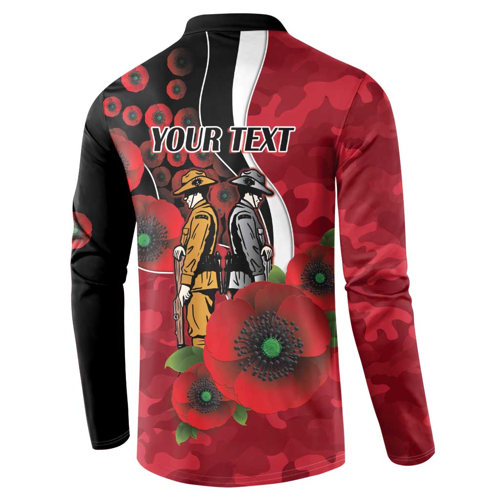 Essendon Bombers ANZAC Personalised Button Sweatshirt Lest We Forget Poppy Camo