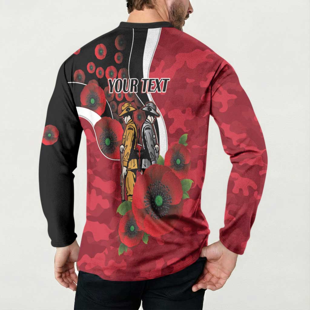 Essendon Bombers ANZAC Personalised Button Sweatshirt Lest We Forget Poppy Camo
