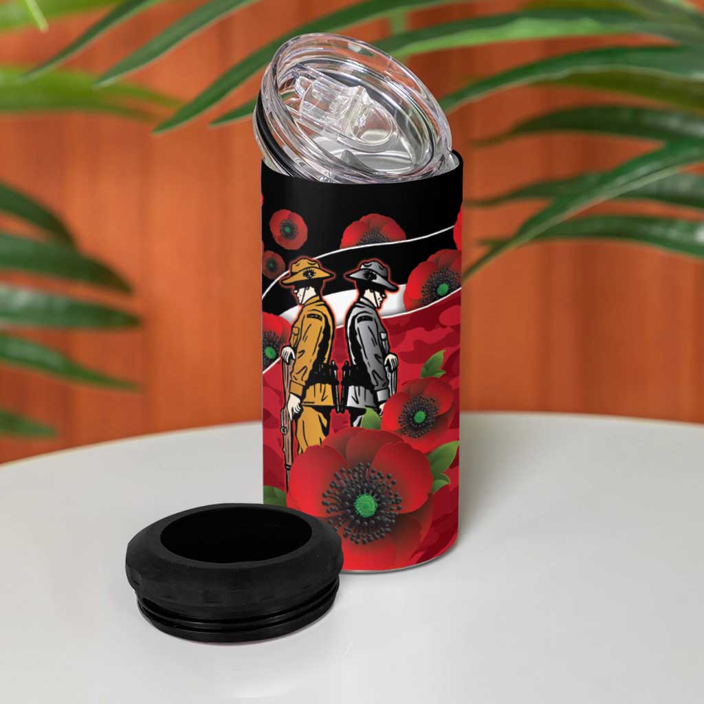 Essendon Bombers ANZAC Personalised 4 in 1 Can Cooler Tumbler Lest We Forget Poppy Camo