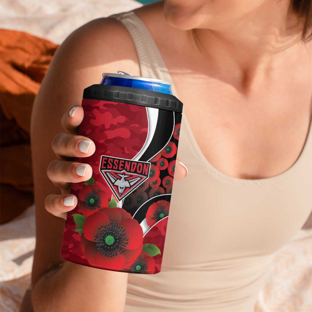 Essendon Bombers ANZAC Personalised 4 in 1 Can Cooler Tumbler Lest We Forget Poppy Camo
