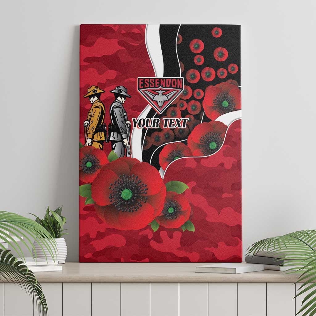 Essendon Bombers ANZAC Personalised Canvas Wall Art Lest We Forget Poppy Camo