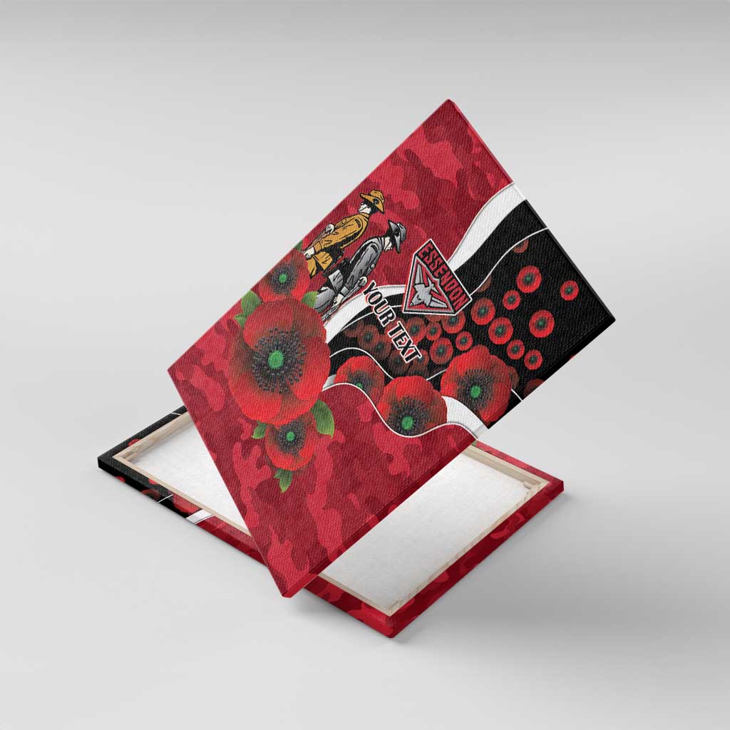 Essendon Bombers ANZAC Personalised Canvas Wall Art Lest We Forget Poppy Camo