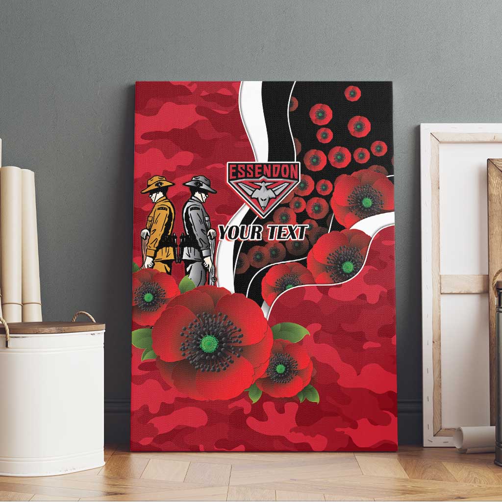 Essendon Bombers ANZAC Personalised Canvas Wall Art Lest We Forget Poppy Camo
