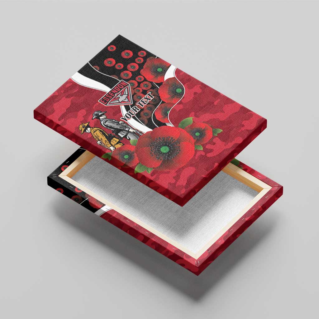 Essendon Bombers ANZAC Personalised Canvas Wall Art Lest We Forget Poppy Camo