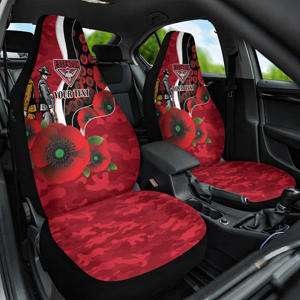 Essendon Bombers ANZAC Personalised Car Seat Cover Lest We Forget Poppy Camo