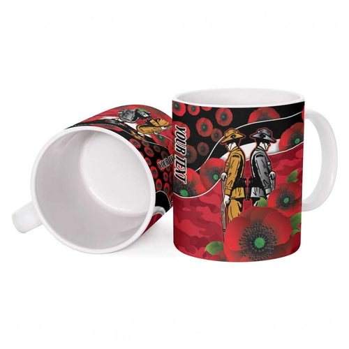 Essendon Bombers ANZAC Personalised Ceramic Mug Lest We Forget Poppy Camo