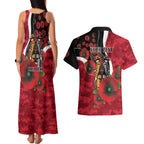 Essendon Bombers ANZAC Personalised Couples Matching Tank Maxi Dress and Hawaiian Shirt Lest We Forget Poppy Camo