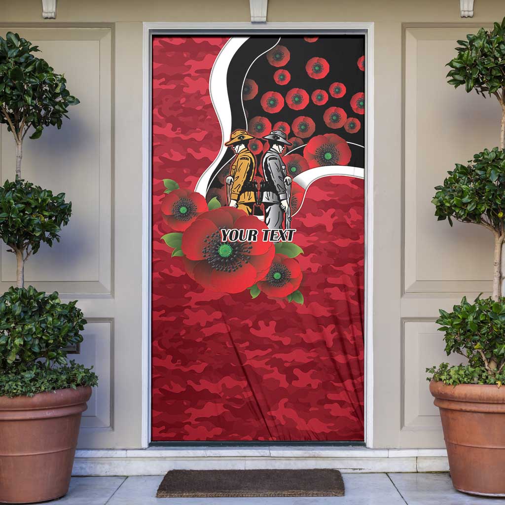 Essendon Bombers ANZAC Personalised Door Cover Lest We Forget Poppy Camo
