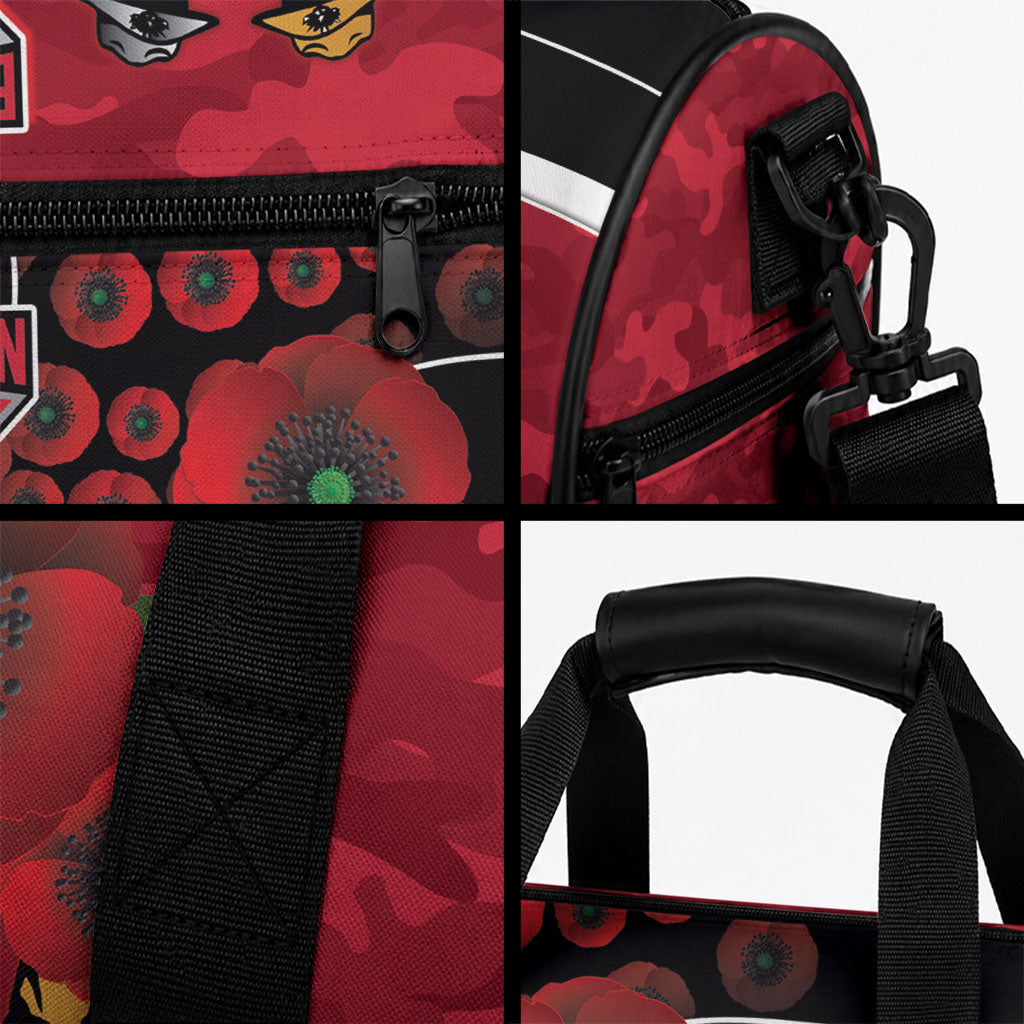 Essendon Bombers ANZAC Personalised Duffle Bag Lest We Forget Poppy Camo