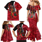 Essendon Bombers ANZAC Personalised Family Matching Mermaid Dress and Hawaiian Shirt Lest We Forget Poppy Camo
