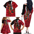 Essendon Bombers ANZAC Personalised Family Matching Off The Shoulder Long Sleeve Dress and Hawaiian Shirt Lest We Forget Poppy Camo
