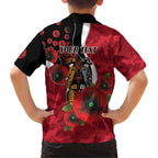 Essendon Bombers ANZAC Personalised Family Matching Puletasi and Hawaiian Shirt Lest We Forget Poppy Camo