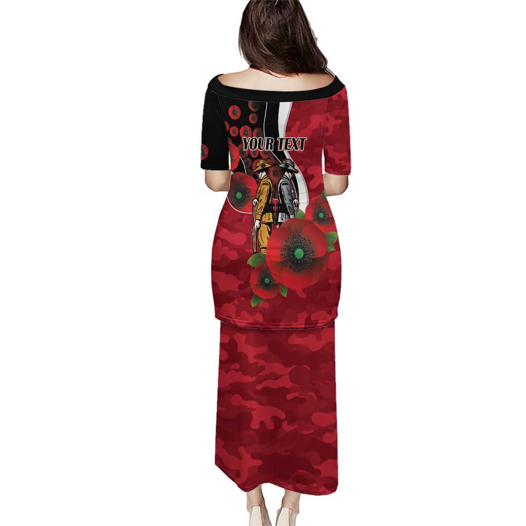 Essendon Bombers ANZAC Personalised Family Matching Puletasi and Hawaiian Shirt Lest We Forget Poppy Camo